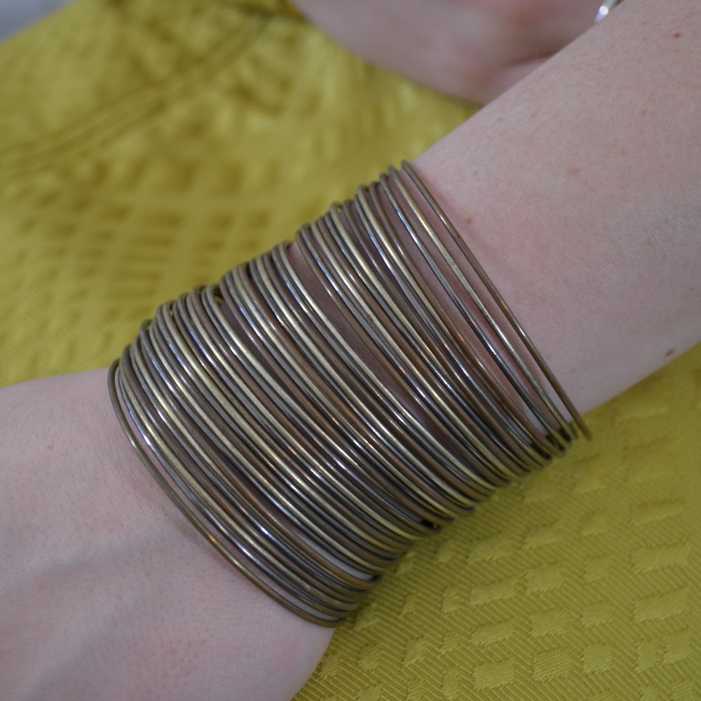 Cuff Bracelet Stacked Multi-Layer Bronze/Gold/Brown